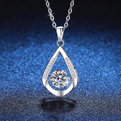 925 Sterling Silver Náhrdelník, s 2inch extender řetězce, Slza, platina á, různé materiály pro výběr & pro ženy, Délka Cca 15.7 inch, Prodáno By PC