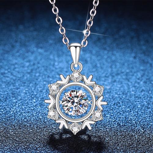 925 Sterling Silver Náhrdelník, s 2inch extender řetězce, Sněhová vločka, platina á, různé materiály pro výběr & pro ženy, Délka Cca 15.7 inch, Prodáno By PC