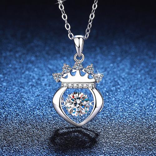 Argent sterling 925 collier, avec 2inch chaînes de rallonge, couronne, Plaqué de platine, différents matériaux pour le choix & pour femme, Longueur Environ 15.7 pouce, Vendu par PC