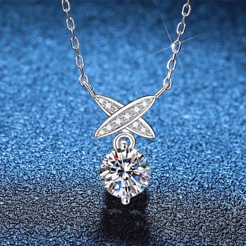 Argent sterling 925 collier, avec 2inch chaînes de rallonge, Plaqué de platine, différents matériaux pour le choix & pour femme, Longueur Environ 15.7 pouce, Vendu par PC