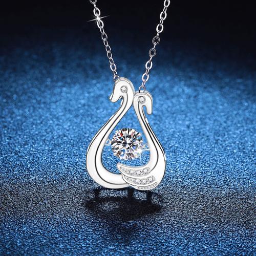 Argent sterling 925 collier, avec 2inch chaînes de rallonge, canard mandarin, Plaqué de platine, différents matériaux pour le choix & pour femme, Longueur Environ 15.7 pouce, Vendu par PC