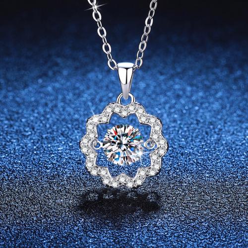 Argent sterling 925 collier, avec 2inch chaînes de rallonge, fleur, Plaqué de platine, différents matériaux pour le choix & pour femme, Longueur Environ 15.7 pouce, Vendu par PC