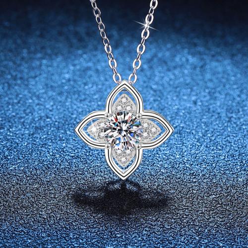 925 Sterling Silver Necklace with 2inch extender chain Four Leaf Clover platinum plated cross chain & for woman Length Approx 15.7 Inch Sold By PC