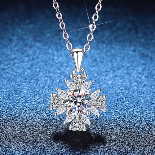 925 Sterling Sølv Halskæde, med 2inch extender kæde, Flower, platineret, forskellige materialer til valg & for kvinde, Længde Ca. 15.7 inch, Solgt af PC