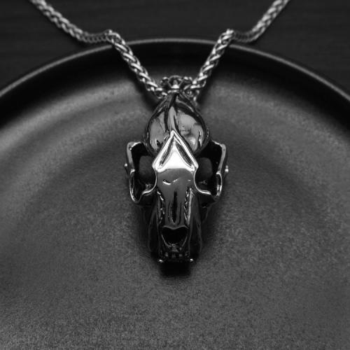Rostfritt stål skalle hängen, 304 rostfritt stål, med Titan Stål, Skull, guldfärg pläterade, mode smycken, silver, 31x27x50mm, Säljs av PC