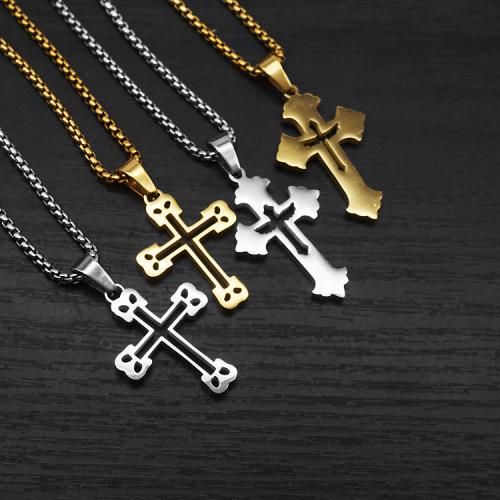 Nerūdijančio plieno Cross Pakabukai, 304 Nerūdijantis plienas, su Titano plienas, Kirsti, aukso spalva padengtas, Bižuterijos, daugiau spalvų pasirinkimas, 20x3x32mm, Pardavė PC