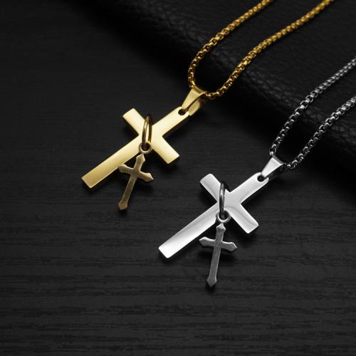 Nerūdijančio plieno Cross Pakabukai, 304 Nerūdijantis plienas, Kirsti, aukso spalva padengtas, Bižuterijos, daugiau spalvų pasirinkimas, 20x3x32mm, Pardavė PC