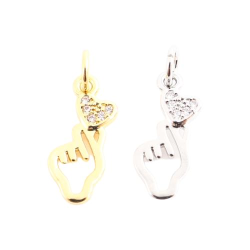 Kubik Zirkonium mikro bana Mässing hängande, Hand, DIY & micro bana cubic zirconia & ihålig, fler färger för val, 16x7x1mm, Säljs av PC