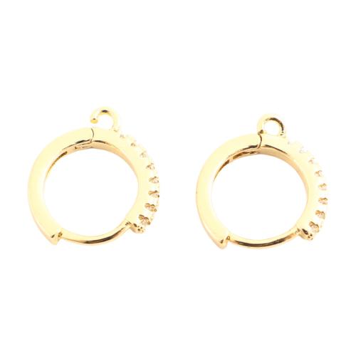 Prás Luamhán Ar ais Earring Comhpháirt, DIY & micrea réiteach zirconia ciúbach, órga, 15x14x2mm, Díolta De réir Péire