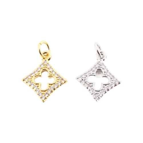 Cubic Zirconia Micro Pave bronze Pingente, cobre, DIY & micro pavimento em zircônia cúbica & vazio, Mais cores pare escolha, 15x13x1.50mm, vendido por PC