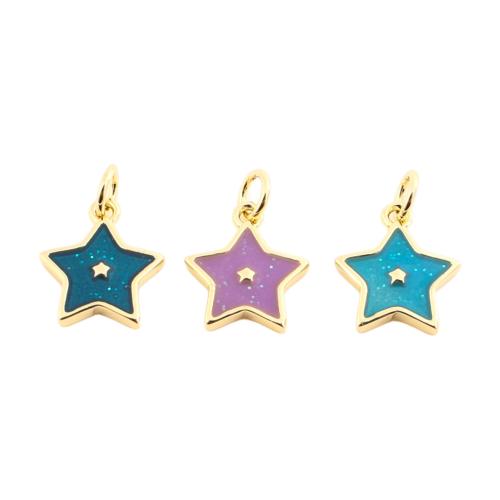 Pingentes Jóias de bronze, cobre, Estrela, cromado de cor dourada, DIY & esmalte, Mais cores pare escolha, 13x11x2mm, vendido por PC