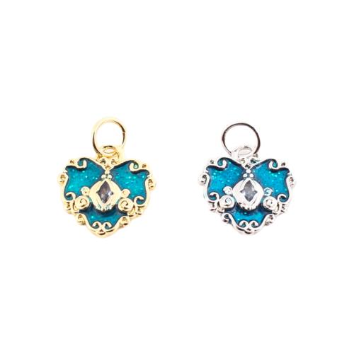 Cubic Zirconia Micro Pave Brass Pendant Heart DIY & micro pave cubic zirconia & enamel Sold By PC