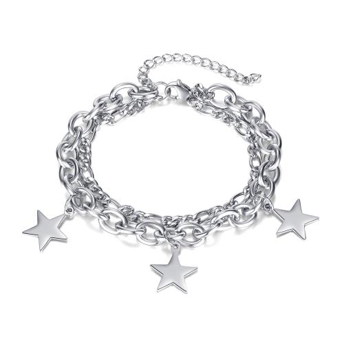 Bijoux bracelet en acier inoxydable, Acier inoxydable 304, poli, Double couche & bijoux de mode & pour femme, couleur originale, Vendu par PC