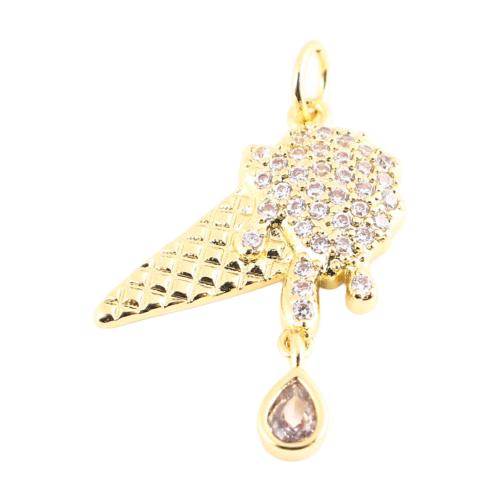 Mässing Hänge, DIY & micro bana cubic zirconia, gyllene, 23x20x2mm, Säljs av PC