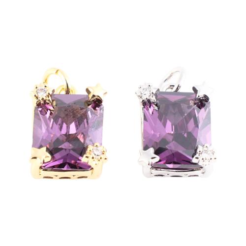 Mässing Hänge, med Cubic Zirconia, Rektangel, DIY, fler färger för val, 12x8x6mm, Säljs av PC