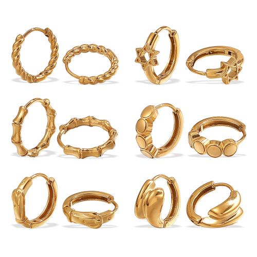 Rustfrit stål Lever Tilbage Earring, 304 rustfrit stål, ægte forgyldt, mode smykker & forskellige stilarter for valg & for kvinde, Solgt af par