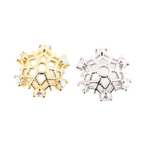 Sárgaréz Bead Cap, DIY & mikro egyengetni cirkónia & üreges, több színt a választás, 11x11x3mm, Által értékesített PC