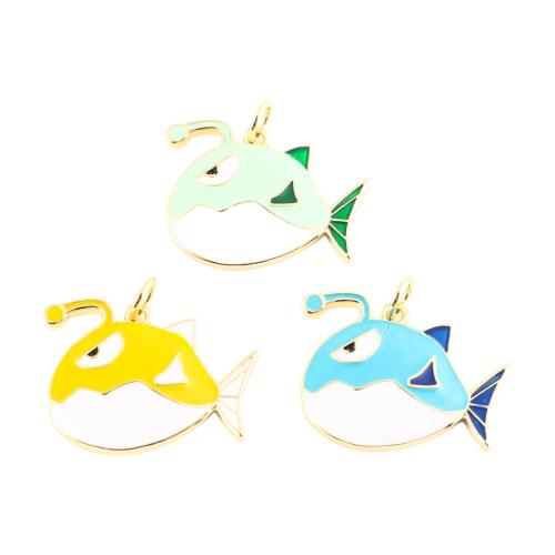 ottone pendente, Pesce, placcato color oro, DIY & smalto, nessuno, 17x22x3mm, Venduto da PC