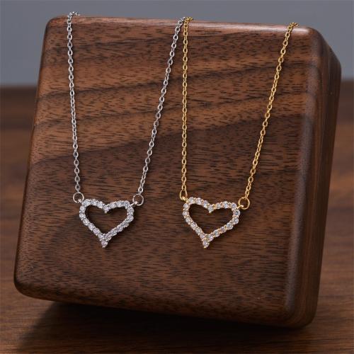 Collana di titanio acciaio, Titantium acciaio, with cubico zircone, Cuore, placcato, gioielli di moda & per la donna, nessuno, Venduto da PC
