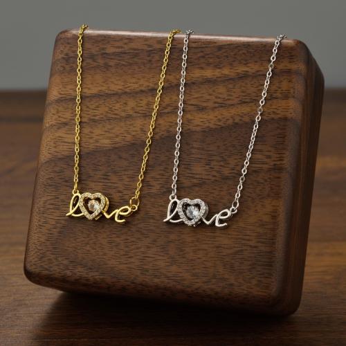 Titanová ocel náhrdelník, Titanium ocel, s Cubic Zirconia, módní šperky & pro ženy, více barev na výběr, Prodáno By PC