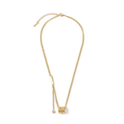 Titanová ocel náhrdelník, Titanium ocel, s Cubic Zirconia, módní šperky & pro ženy, více barev na výběr, Délka Cca 41 cm, Prodáno By PC