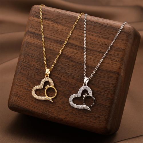 Titanová ocel náhrdelník, Titanium ocel, módní šperky & micro vydláždit kubické zirkony & pro ženy, více barev na výběr, Délka Cca 41 cm, Prodáno By PC