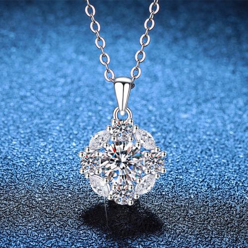 925 Srebro Naszyjnik, ze 2inch przedłużeniami łańcuszka, Rose, Platerowane platyną, do wyboru różne materiały & dla kobiety, długość około 15.7 cal, sprzedane przez PC