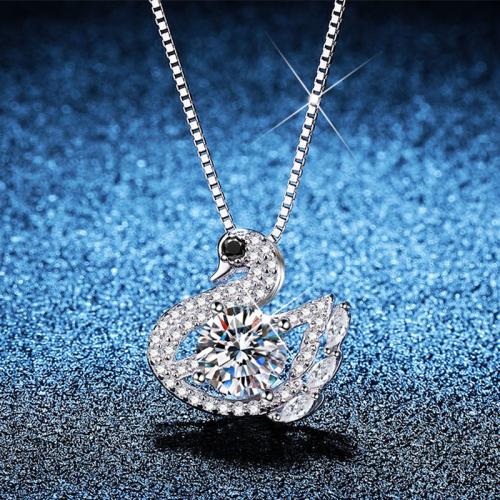 925 sterling zilver Halsketting, met 2inch extender keten, Zwaan, geplatineerd, verschillende materialen voor de keuze & box ketting & voor vrouw, Lengte Ca 15.7 inch, Verkocht door PC