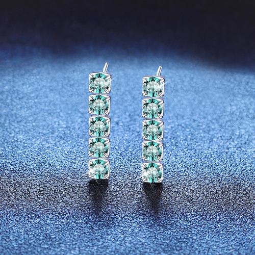 925 Sterling Silver Stud Earring platinum plated fashion jewelry & for woman Sold By Pair