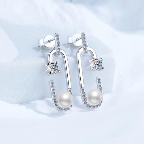 925 sterling zilver Drop Earring, met Zoetwater Parel, verschillende materialen voor de keuze & voor vrouw, Verkocht door pair