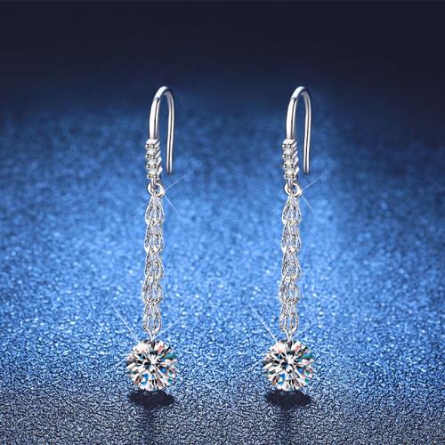 925 sterling zilver Drop Earring, met Moissanite, geplatineerd, verschillende grootte voor keus & voor vrouw, 42mm, Verkocht door pair