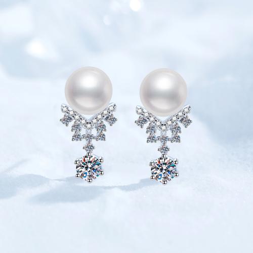 925 Sterling Silver Stud Earring with Freshwater Pearl & for woman Sold By Pair