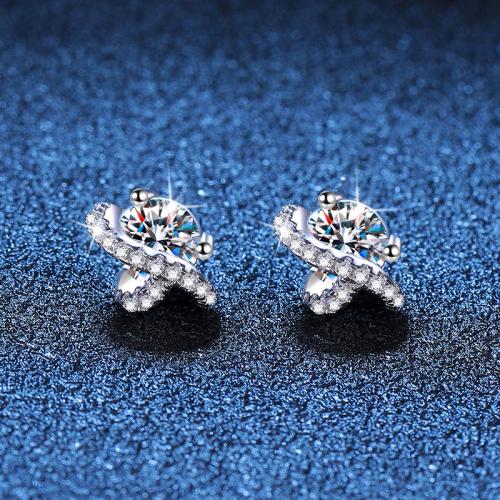 925 Sterling Silver Stud Earring platinum plated & for woman Sold By Pair