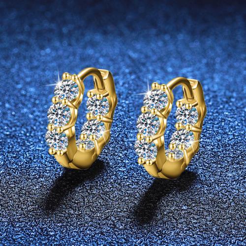 925 Srebro Huggie Hoop Kolczyk, ze Okręg wyborczy Moissanite, biżuteria moda & dla kobiety, dostępnych więcej kolorów, 15x13mm, sprzedane przez para