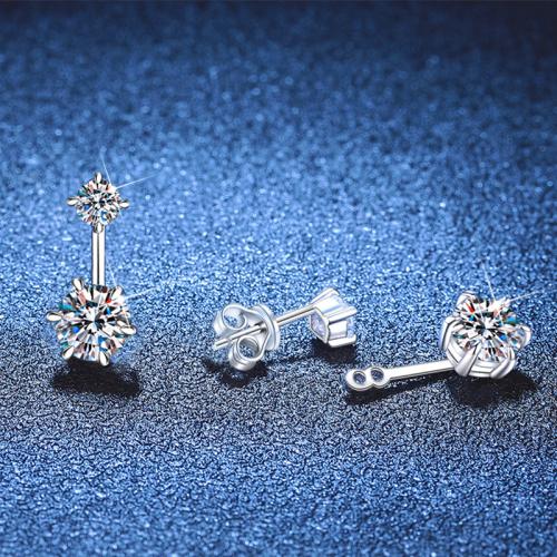 925 Sterling Silver Stud Earring platinum plated & for woman Sold By Pair