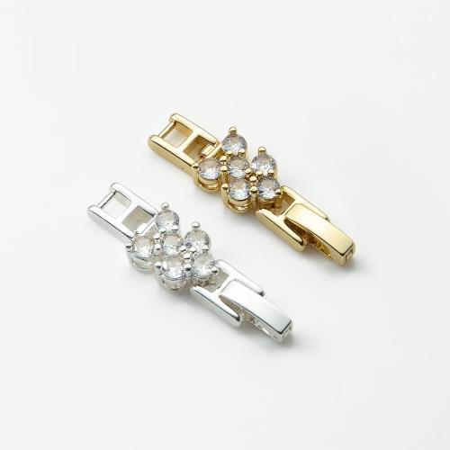 Messinki Watch Band Lukko, päällystetty, muoti korut & Micro Pave kuutiometriä zirkonia, enemmän värejä valinta, nikkeli, lyijy ja kadmium vapaa, 8.80x4.60x32.70mm, Myymät PC
