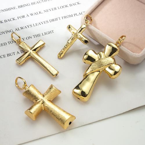 Mässing Cross hängen, plated, mode smycken, fler färger för val, nickel, bly och kadmium gratis, 39.10x9.10x75.10mm, Säljs av PC