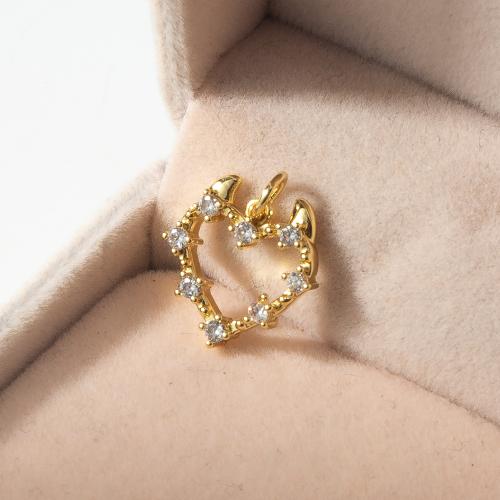 Rhinestone Brass Pendants Heart plated fashion jewelry & with rhinestone nickel lead & cadmium free Sold By PC