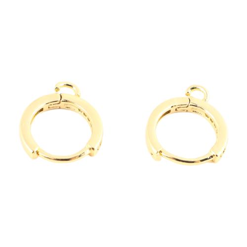 Componente do brinco traseiro da alavanca de latão, cobre, DIY & micro pavimento em zircônia cúbica, dourado, 14x12x2mm, vendido por par