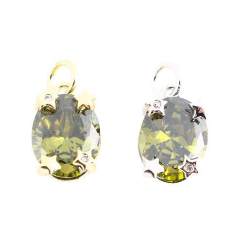 Cubic Zirconia Micro Pave bronze Pingente, cobre, with zircone em forma de cubo, DIY, Mais cores pare escolha, 12x8x6mm, vendido por PC