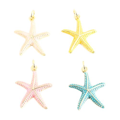 Pingentes Jóias de bronze, cobre, Estrela do mar, cromado de cor dourada, DIY & esmalte, Mais cores pare escolha, 22x18x2mm, vendido por PC