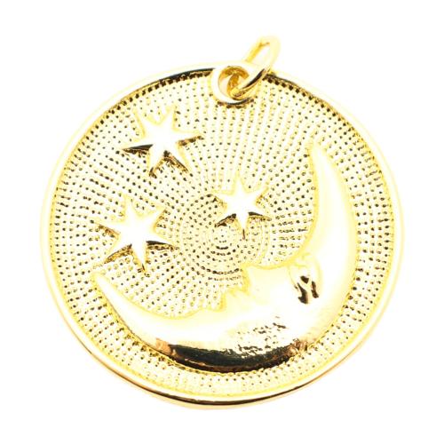 Brass Jewelry Pendants Round DIY golden Sold By PC