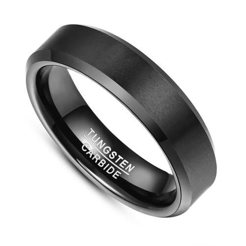 Anello in acciaio tungsteno per gli uomini, In acciaio al tungsteno, placcato, formato differente per scelta & per l'uomo & glassato, nero, wide:6mm, Venduto da PC