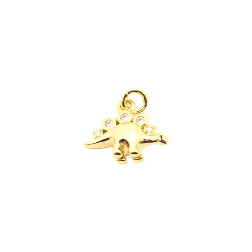 Cubic Zirconia Micro Pave Brass Pendant Dinosaur DIY & micro pave cubic zirconia golden Sold By PC
