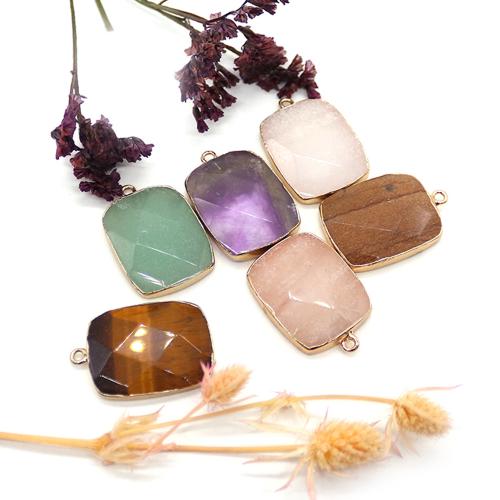 Gemstone Pendants Jewelry with Brass Rectangle DIY Sold By PC