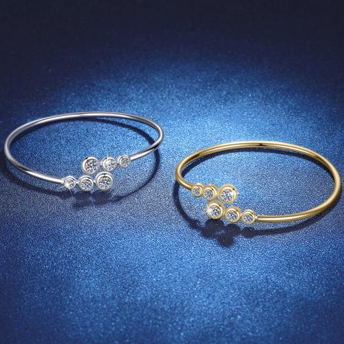925 Sterling Silver Bangle with Moissanite fashion jewelry & for woman Inner Approx 60mm Sold By PC