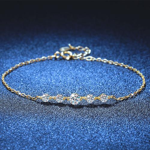 925 Sterling Silver Bracelet, le 1.2inch slabhra extender, dath an óir plated, ábhair éagsúla do rogha & do bhean, Fad Thart 6.3 Inse, Díolta De réir PC