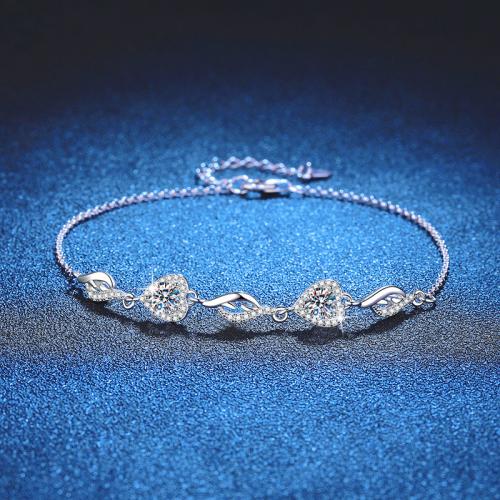 925 Sterling Silver Bracelet, le 1.2inch slabhra extender, Croí, platanam plátáilte, ábhair éagsúla do rogha & do bhean, Fad Thart 6.3 Inse, Díolta De réir PC