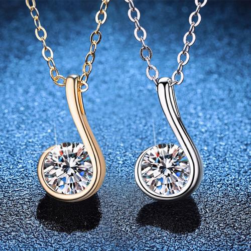 925 Sterling Silver Necklace with Moissanite with 2inch extender chain Music Note cross chain & for woman Length Approx 15.7 Inch Sold By PC