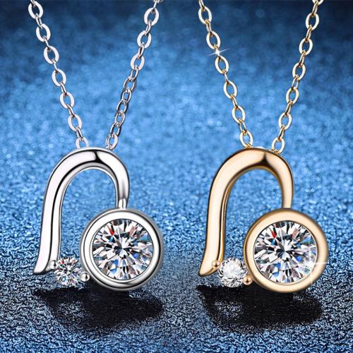 Argent sterling 925 collier, avec Moissanite, avec 2inch chaînes de rallonge, coeur, pour femme, plus de couleurs à choisir, Longueur Environ 15.7 pouce, Vendu par PC